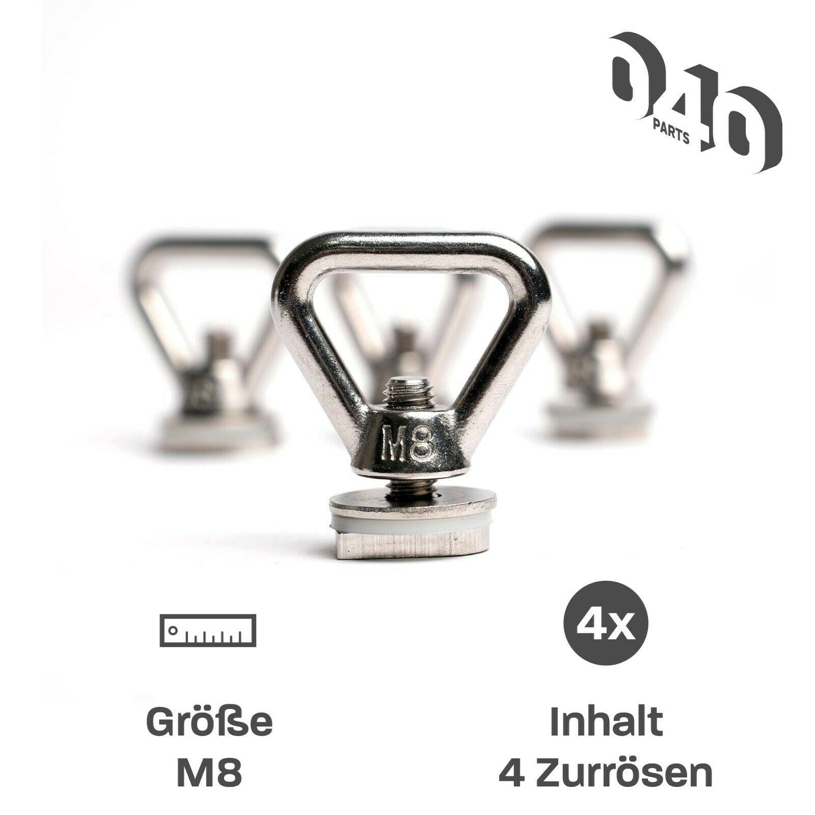 B - Ware: Edelstahl Zurrösen 4er Set für Dach - Schienen mit C - Profil für VW T5 T6 T6.1 - 040parts - 4260715842586