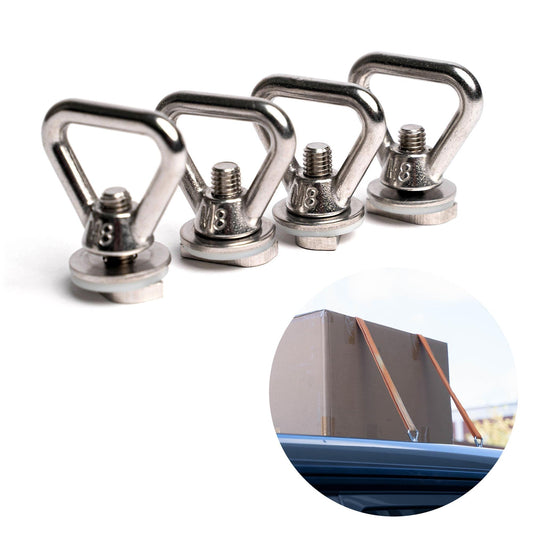 B - Ware: Edelstahl Zurrösen 4er Set für Dach - Schienen mit C - Profil für VW T5 T6 T6.1 - 040parts - 4260715842586