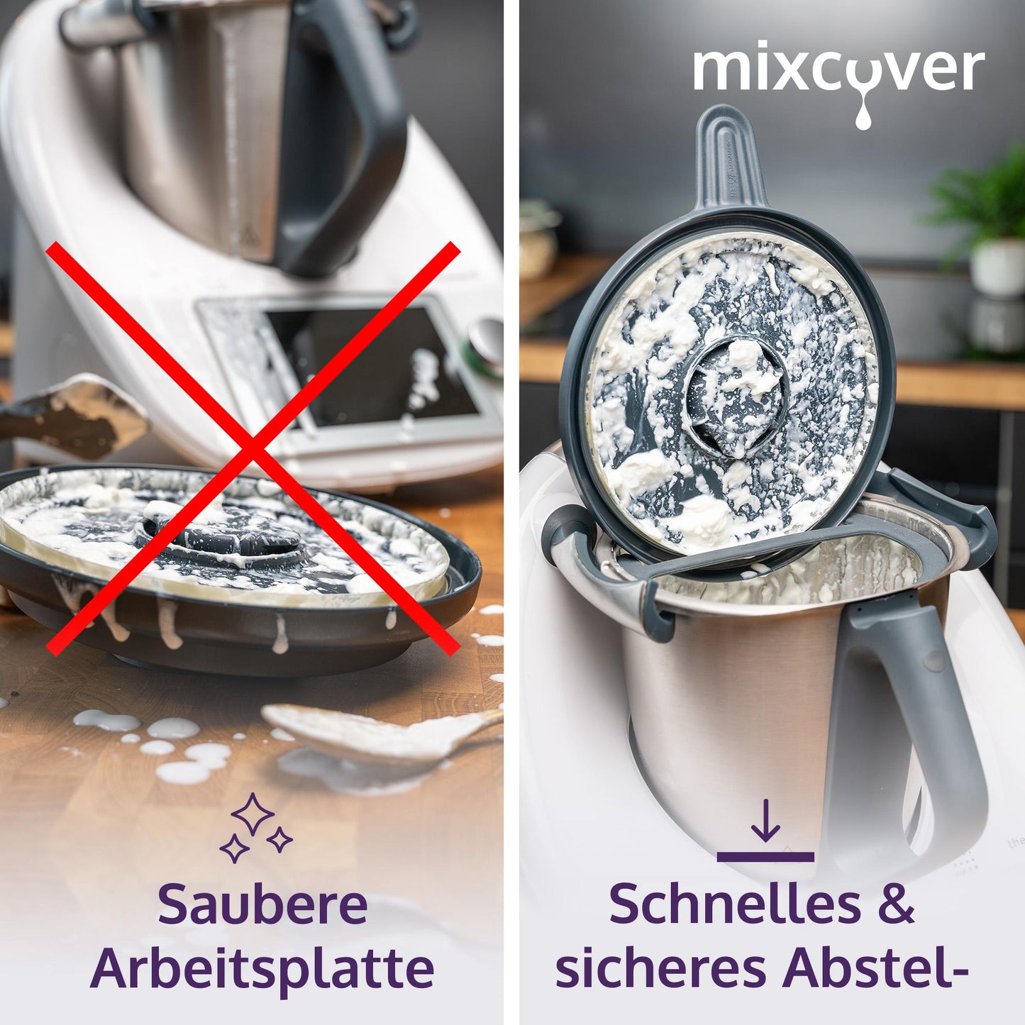 B - Ware: mixcover Deckelhalter und Abstreifhilfe kompatibel mit Vorwerk Thermomix TM7