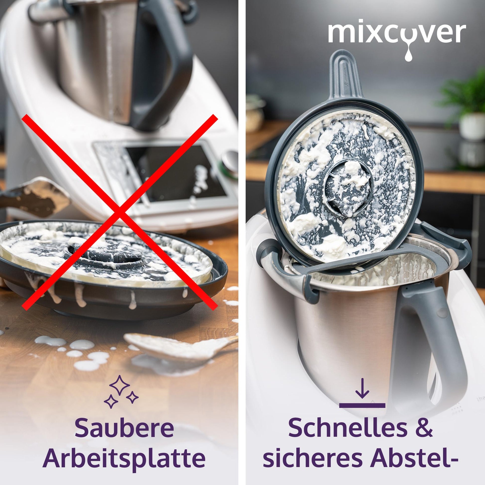 B - Ware: mixcover Deckelhalter und Abstreifhilfe kompatibel mit Vorwerk Thermomix TM7