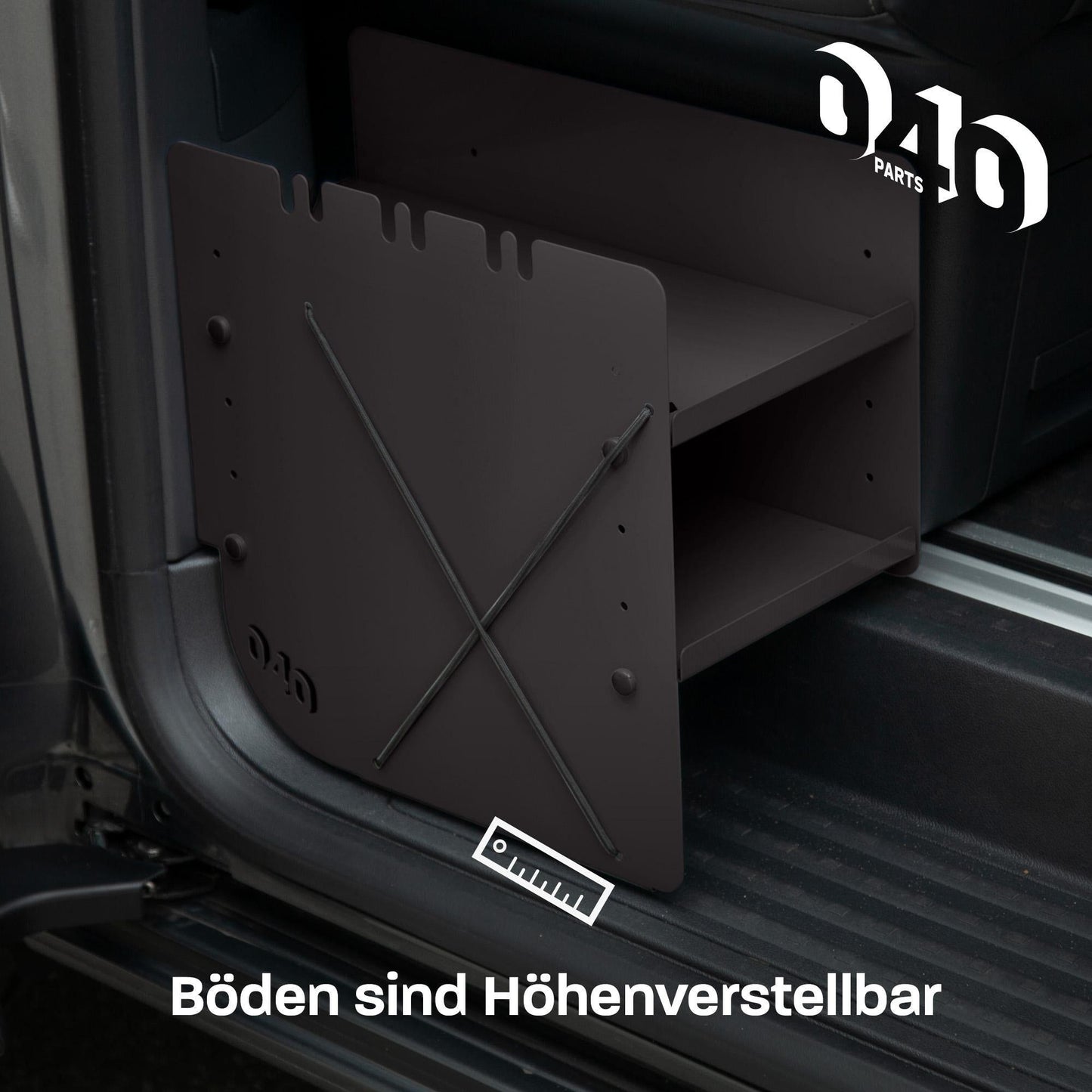 040 Parts Schuhregal-Set SCHWARZ: Fahrer- und Beifahrerseite doppelter Stauraum auf beiden Seiten