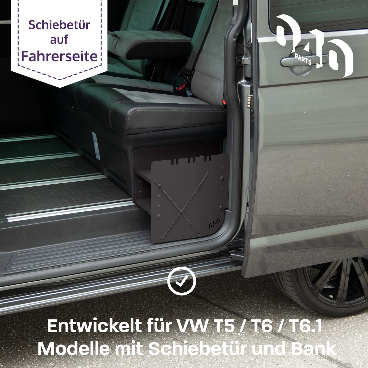 040 Parts kenkäteline MUSTA KULJETTAJAN PUOLI lisävaruste sopii VW T5 T6 T6.1 kenkäjärjestelijä kenkäpussi