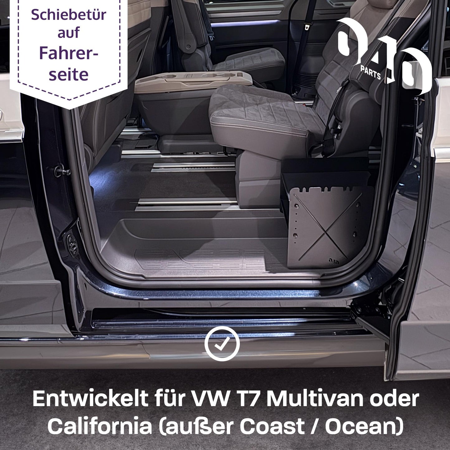 040 Parts Стелаж за обувки ЧЕРЕН СТРАНА НА ВОДАЧА Аксесоар съвместим с VW T7 California и Multivan Органайзер за обувки Чанта за обувки