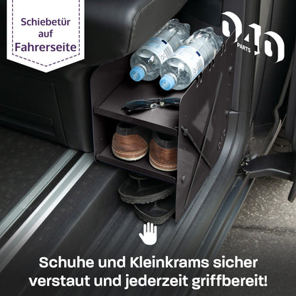 040 Parts Schuhregal-Set SCHWARZ: Fahrer- und Beifahrerseite doppelter Stauraum auf beiden Seiten