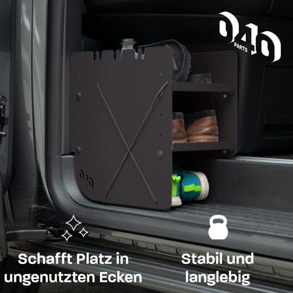 040 Parts Schuhregal-Set SCHWARZ: Fahrer- und Beifahrerseite doppelter Stauraum auf beiden Seiten