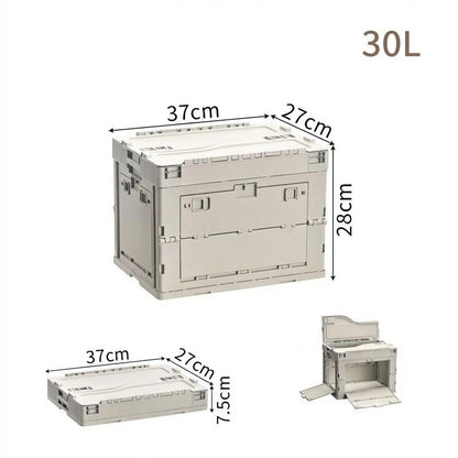 040Parts Folding Box 30L Collapsible Grey Stackable Transport Box with Fold-Down Lid Boot Organizer Storage Box Foldable