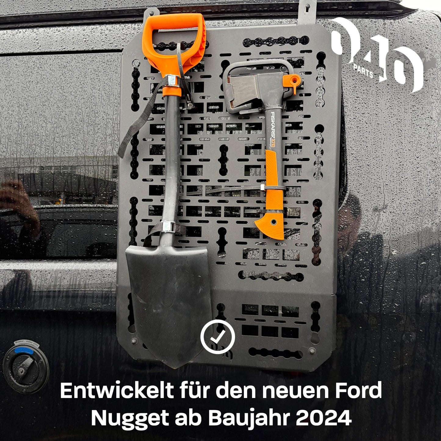 040 Parts Molle Board for Ford Nugget from 2024 Universal gear mount tool board and additional storage space for camping