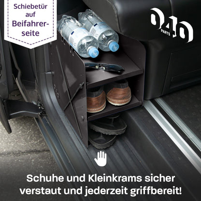 040 Parts Schuhregal-Set SCHWARZ: Fahrer- und Beifahrerseite doppelter Stauraum auf beiden Seiten