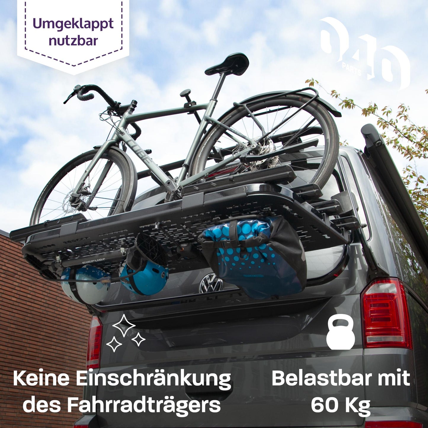 B-Ware: 040 Parts Molle Board VW T5 T6 T6.1 pyörätelineelle tavaratelineelle Offroad-lisävaruste yhteensopiva alkuperäisen takateline LOGO kanssa