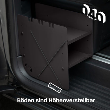 B-Ware: 040 Parts Regál na topánky ČIERNA STRANA SPOLUJAZDCA Príslušenstvo vhodné pre VW T5 T6 T6.1 Organizér topánok Taška na topánky