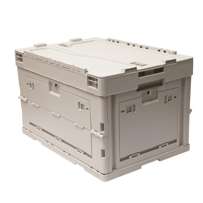 040Parts Caixa dobrável 65L cinzenta  caixa de transporte empilhável com tampa articulada organizador de porta-bagagens caixa de armazenamento dobrável