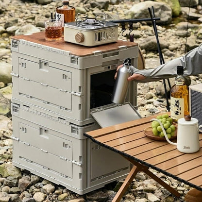 040 Parts Faltbox 65L + passender Holzdeckel - stapelbare Transportbox mit ebener Ablage
