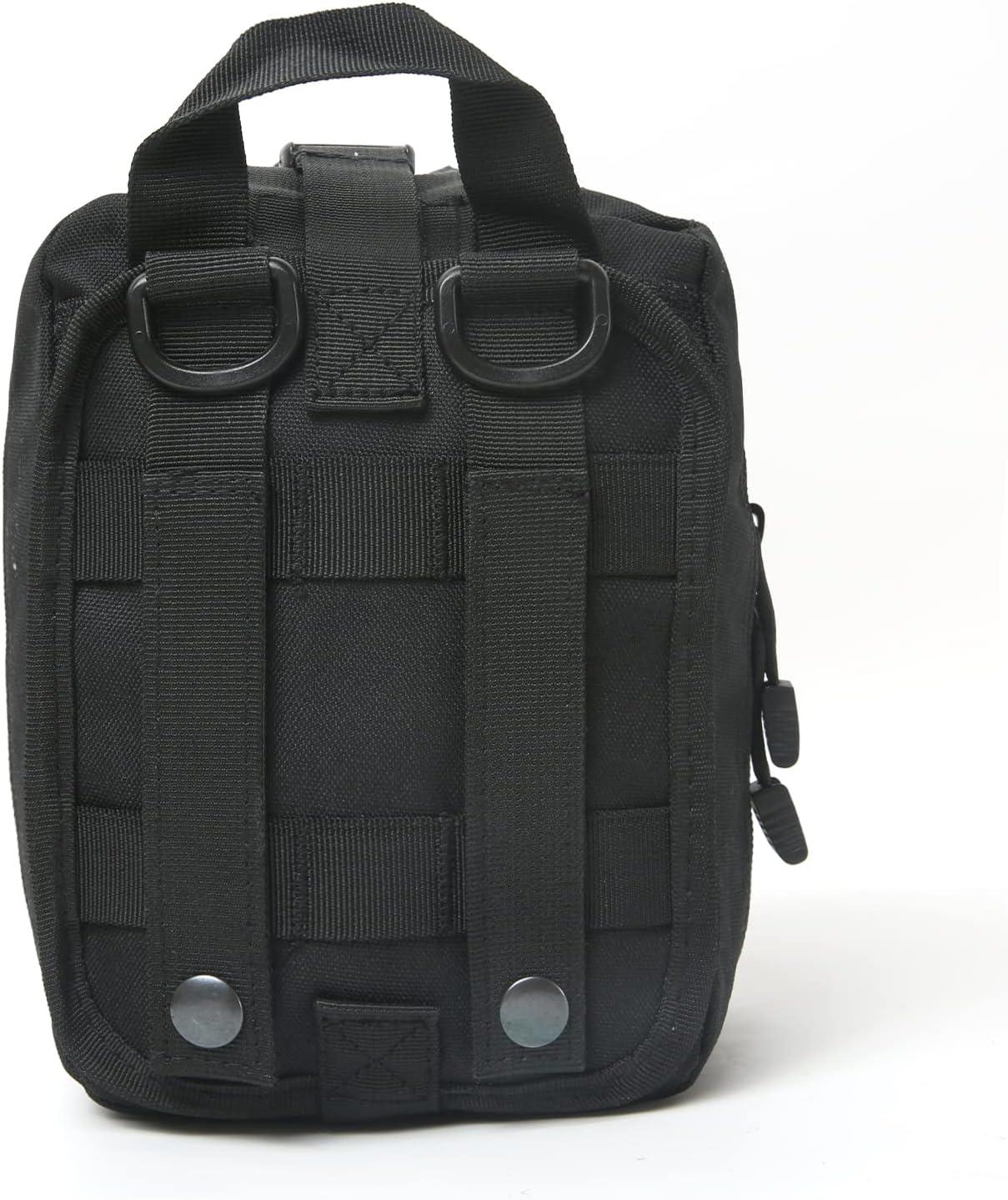 040 Parts Universal Molle Bag, Multifunctional for First Aid, Tools & Camping, with Removable Carrier Plate & Shoulder Strap - Black