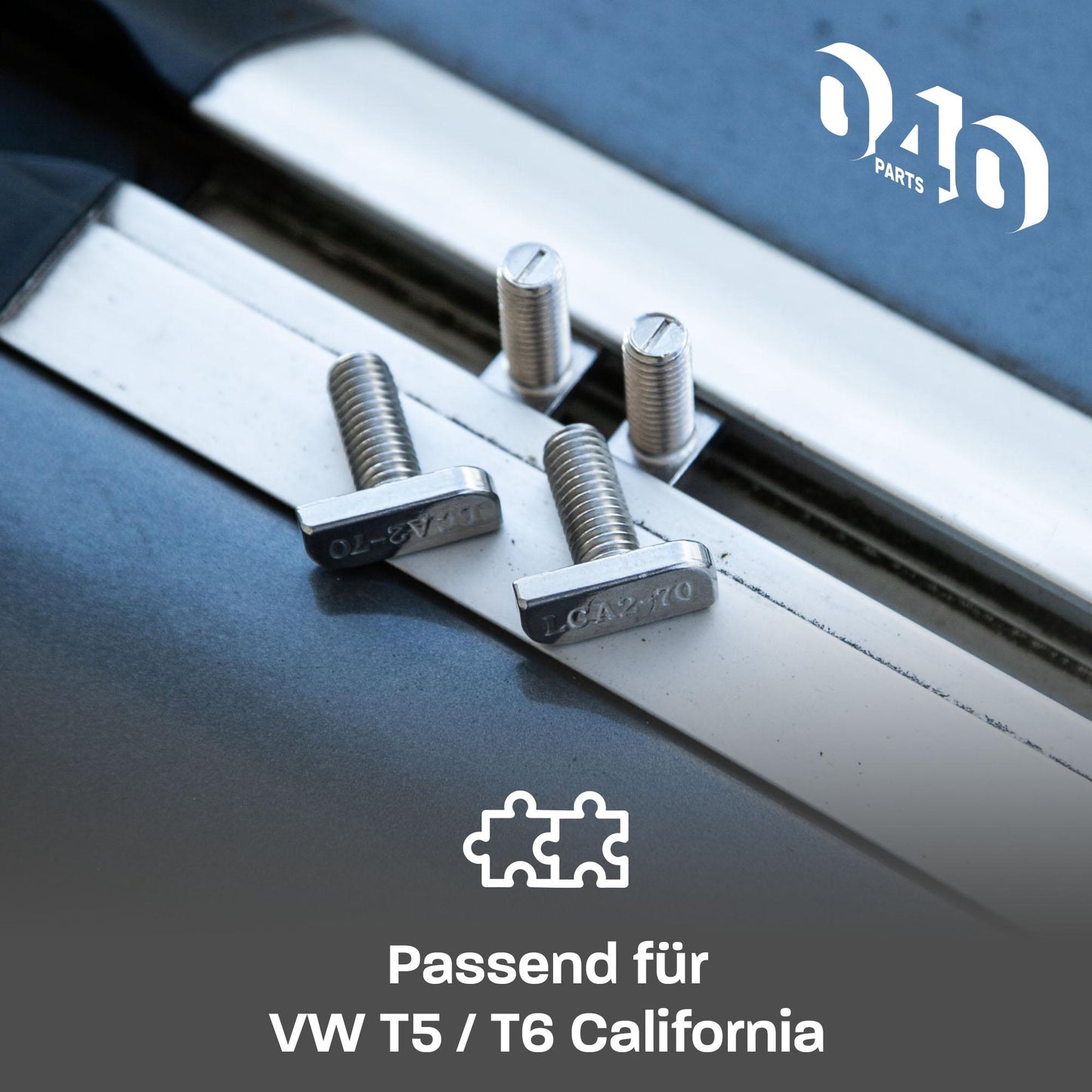 040Parts Stainless Steel M8x20 T-Bolt Set of 4 for C-Profile Rails for VW T7 T5 T6 T6.1 and Camper T-Bolt Hammer Head Bolt