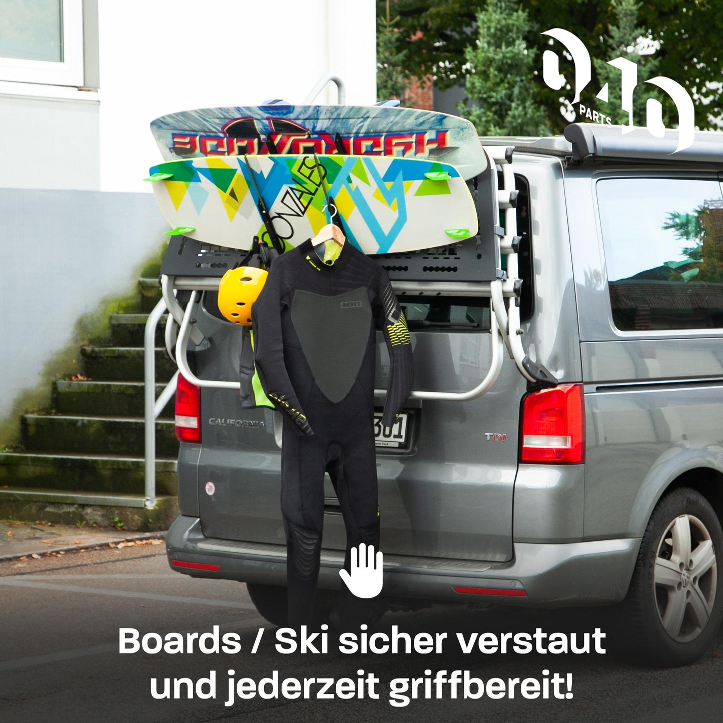 040 Parts universal wakeboard kiteboard snowboard holder compatible with Molle board for VW T5 T6 T6.1 or others