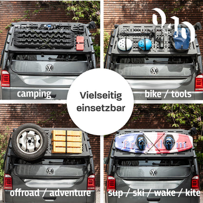 B-Ware: 040 Parts Molle Board VW T5 T6 T6.1 pyörätelineelle tavaratelineelle Offroad-lisävaruste yhteensopiva alkuperäisen takateline LOGO kanssa