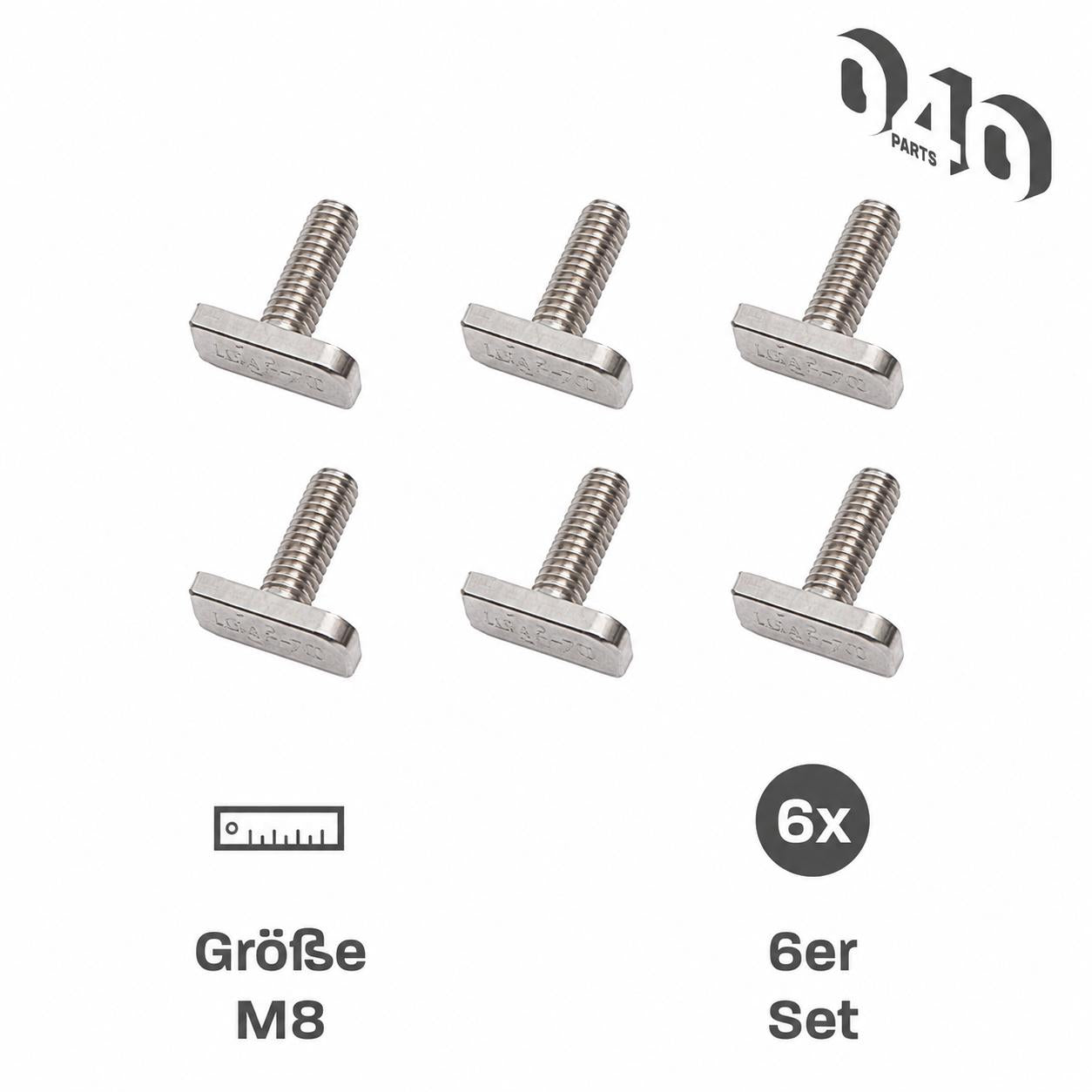 040 Parts 6er Set T Schraube Hammerkopfschraube M8x20 Edelstahl schwarz fuer Dachschiene C Profil fuer VW T5 T6 T6 1 T7 California und Camper