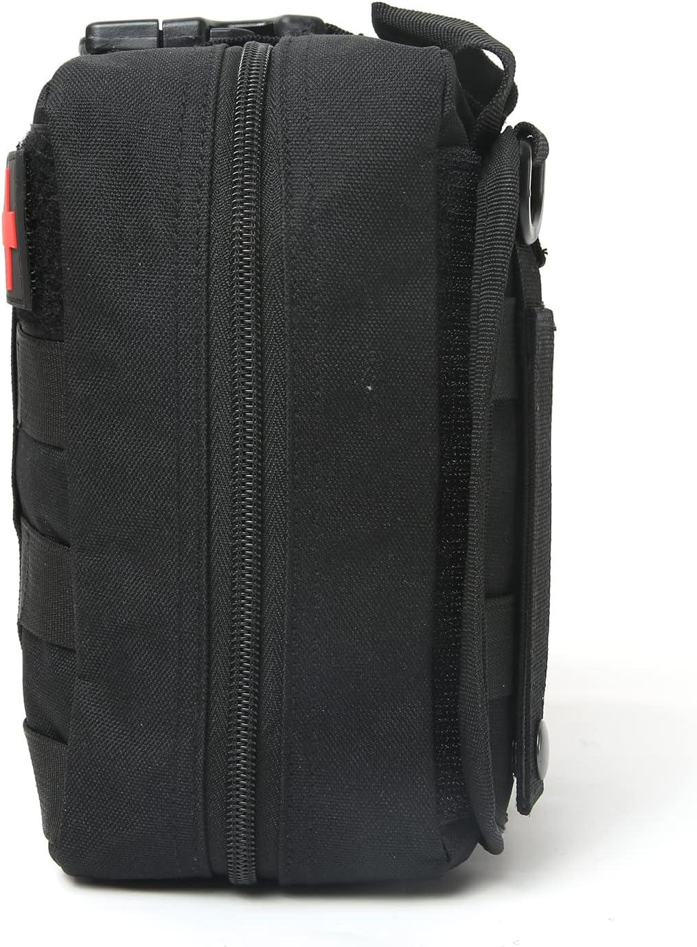 040 Parts Universal Molle Bag, Multifunctional for First Aid, Tools & Camping, with Removable Carrier Plate & Shoulder Strap - Black