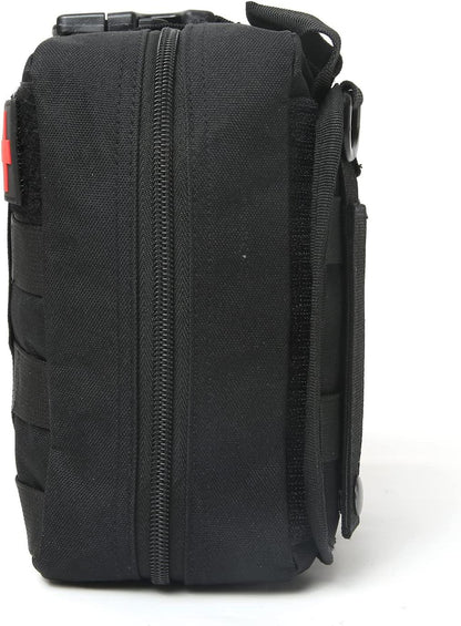 040 Parts Universal Molle Bag, Multifunctional for First Aid, Tools & Camping, with Removable Carrier Plate & Shoulder Strap - Black