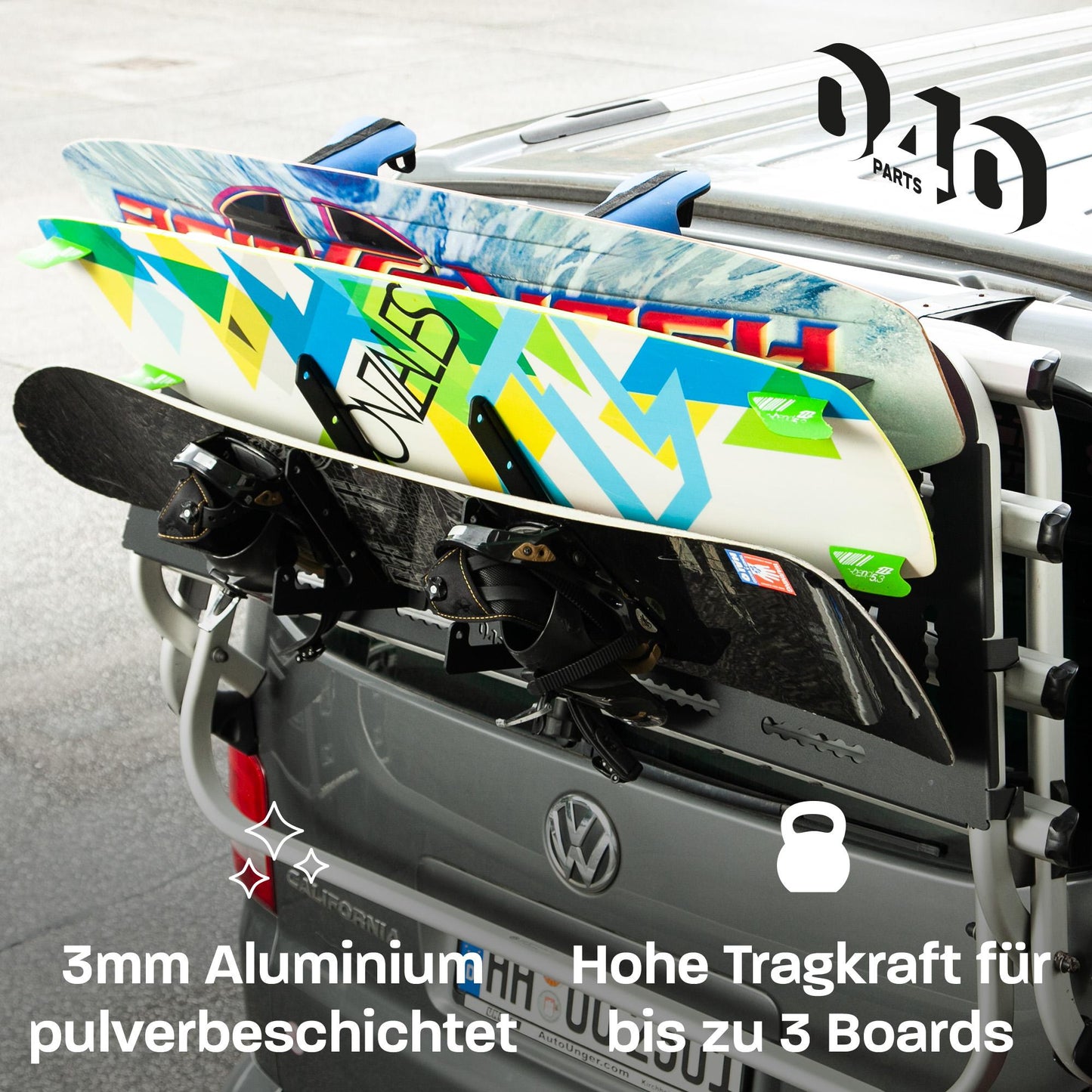 040 Parts universal wakeboard kiteboard snowboard holder compatible with Molle board for VW T5 T6 T6.1 or others