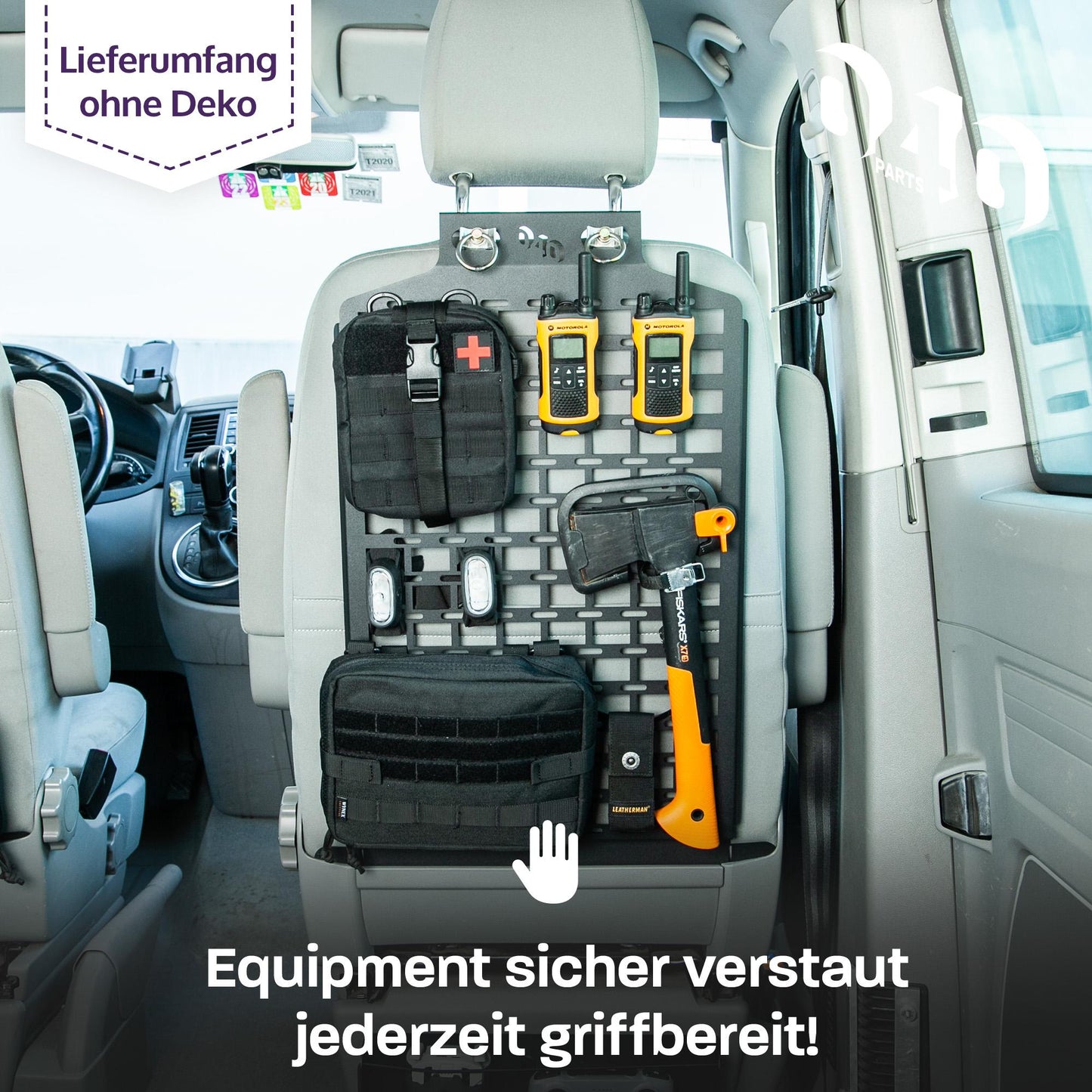 B-Ware: 040 parts Molle Board за седалката на съпътстващия пътник, органайзер, държач за оборудване, табло за инструменти за VW T5 T6 T6.1 California за Multivans