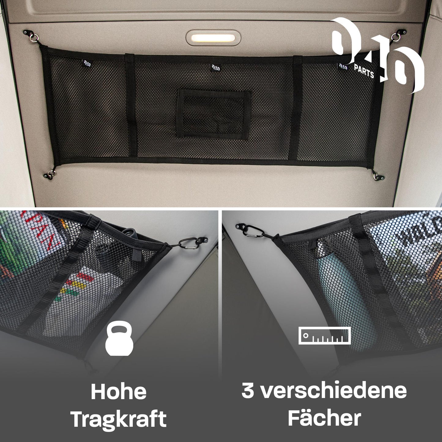 040Parts Zavazadlová síť Kombi-Úložná síť pro střešní stan a interiér kompatibilní s VW T7 New California