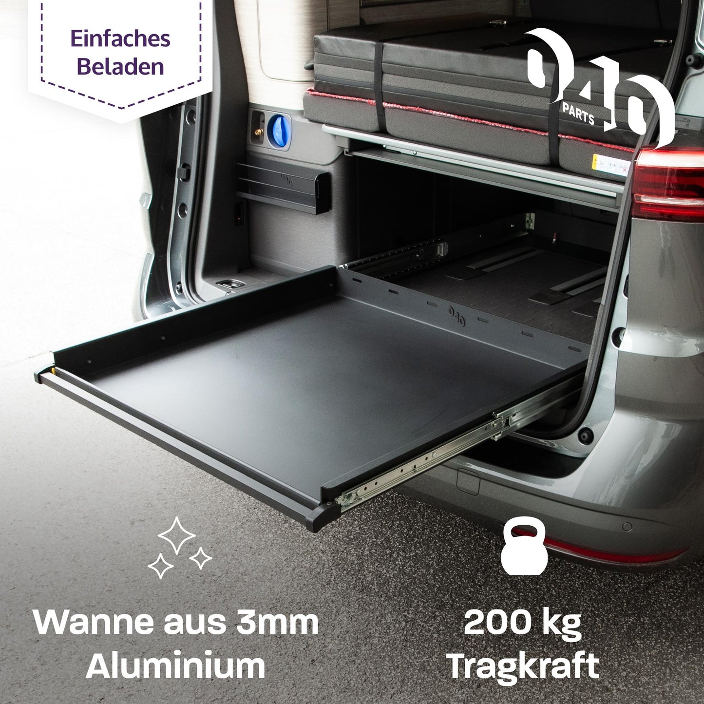 040 parts Eénhand Achterlader Schuiflade 950mm voor T7 new California Beach Camper Heckbox Bagagelade Zwaarlastlade Rail nieuwe California