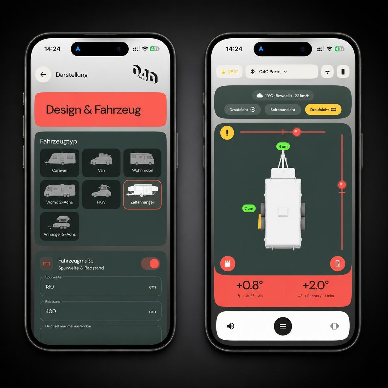 040 Parts Nivellier-Set: Smarter Level-Sensor + Hebekissen 2er - in unter 2 Minuten gerade stehen
