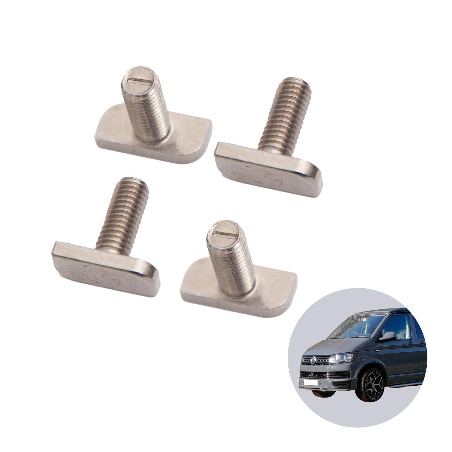 040Parts Stainless Steel M8x20 T-Bolt Set of 4 for C-Profile Rails for VW T7 T5 T6 T6.1 and Camper T-Bolt Hammer Head Bolt