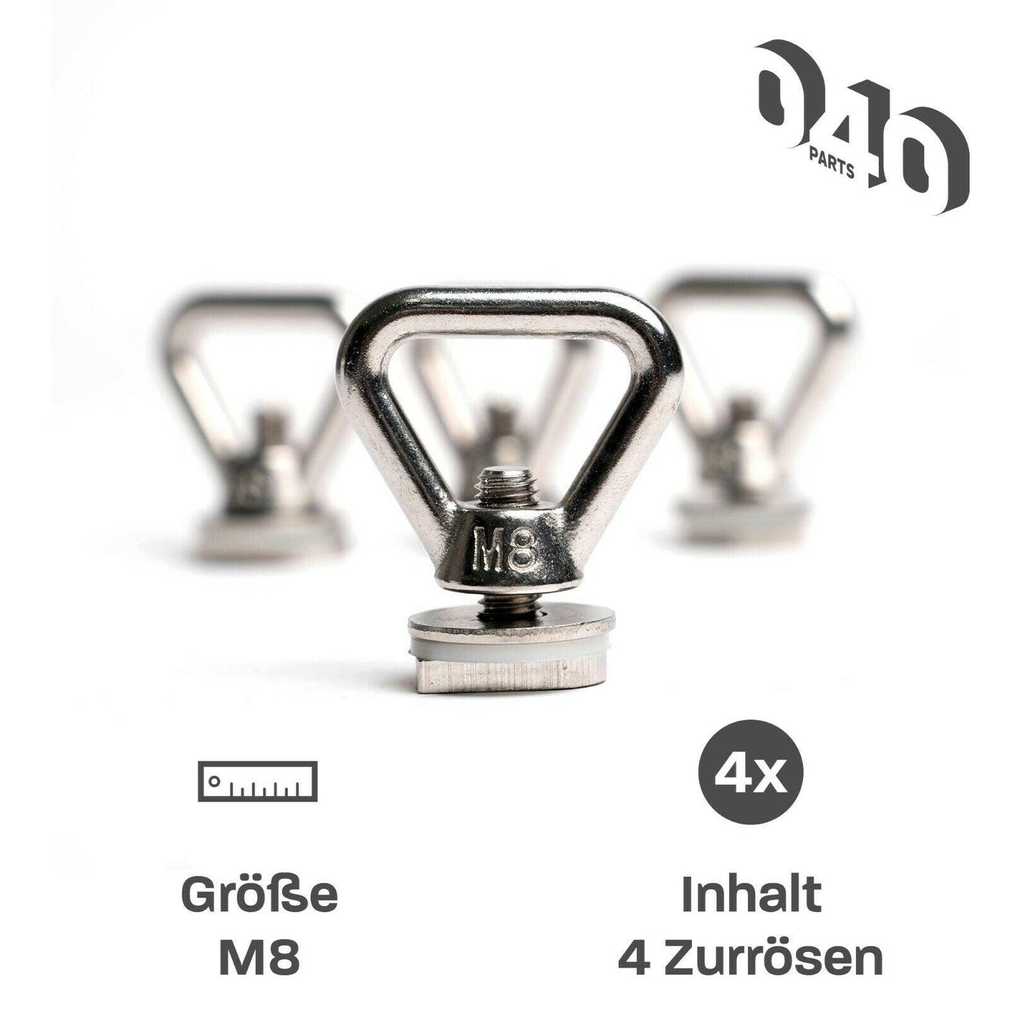 040Parts Rustfrit stål spændeøjer 4er sæt til tagskinner med C-profil til VW T5 T6 T6.1 eller Opel Crosscamp