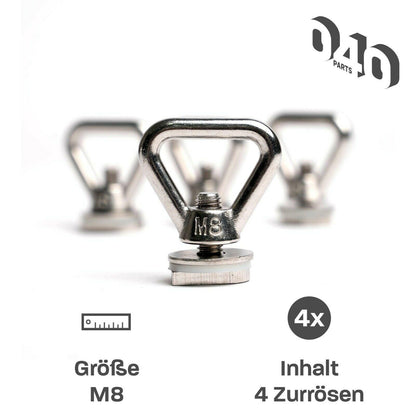 040Parts Rustfrit stål spændeøjer 4er sæt til tagskinner med C-profil til VW T5 T6 T6.1 eller Opel Crosscamp