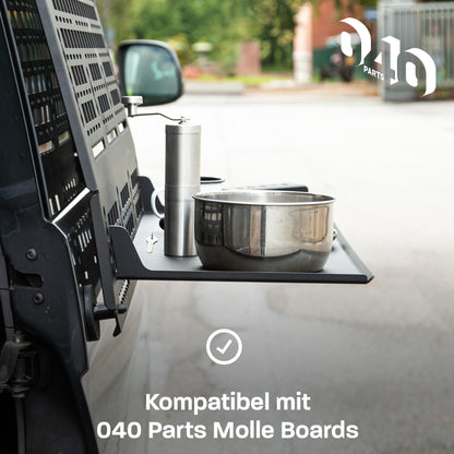 B-Ware: 040 parts Zavěšovací stůl 69x31cm pro desky Molle od 040 Parts Campingový stůl Odkládací plocha Skládací stůl