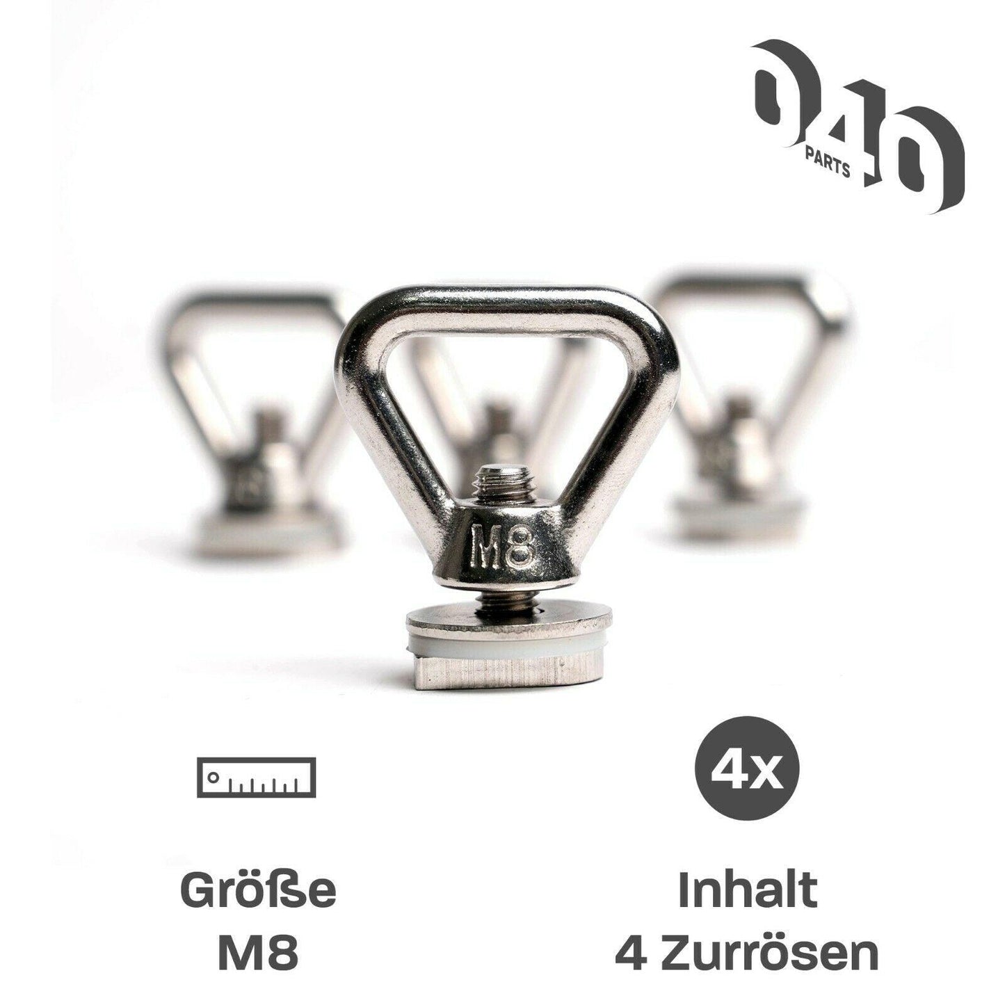 B-Ware: Edelstahl Zurrösen 4er Set für Dach-Schienen mit C-Profil für VW T5 T6 T6.1