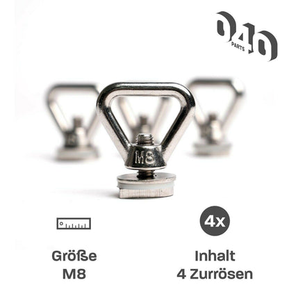 B-Ware: Edelstahl Zurrösen 4er Set für Dach-Schienen mit C-Profil für VW T5 T6 T6.1