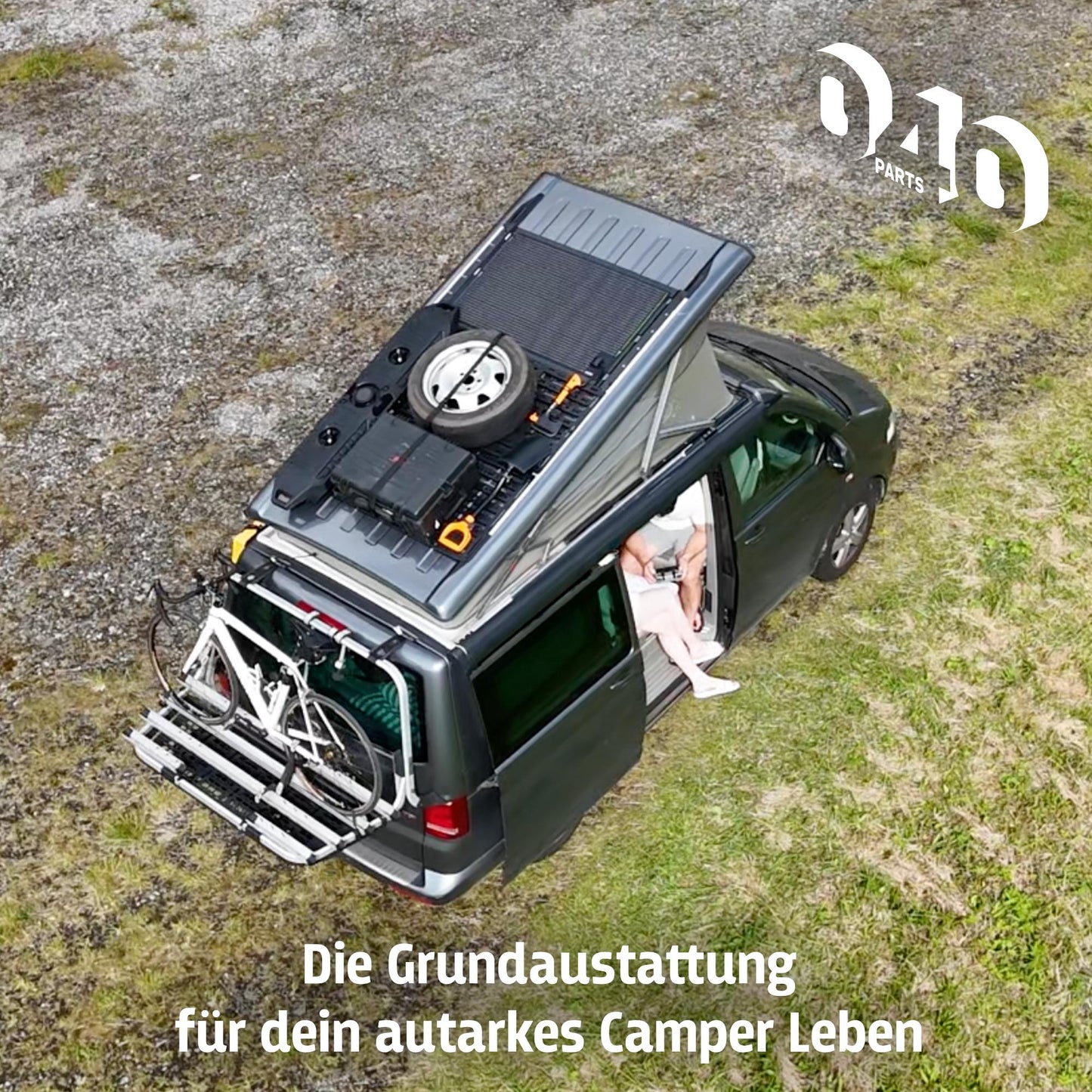B-Zboží: 040 parts držák solárních článků Černý Upevňovací deska z hliníku pro VW T5/T6/T6.1 California  Semiflex solární panel