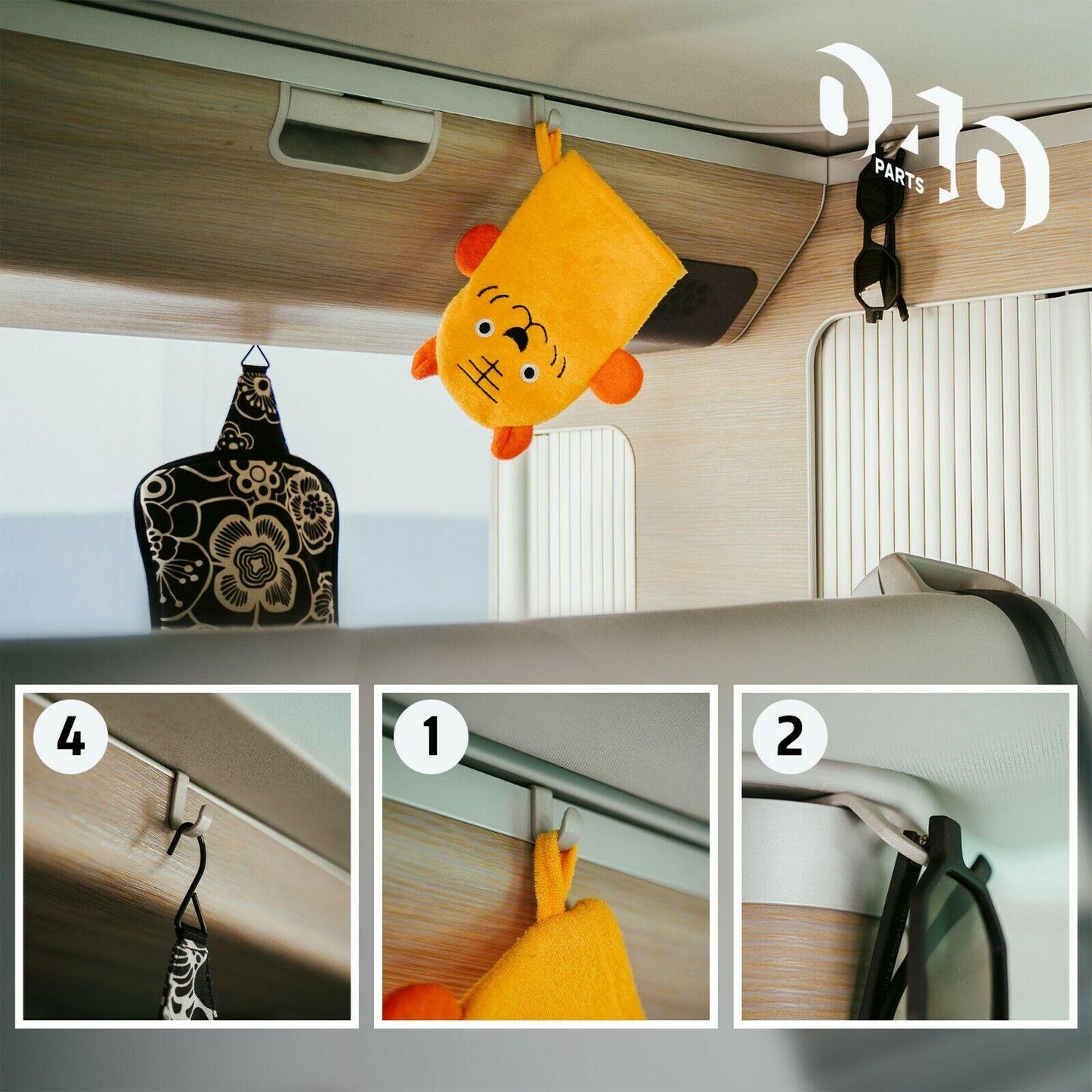 040Parts 10-elementowy zestaw haczyków pasujący do VW California T5 T6 T6.1 Bulli Camper Ocean Coast