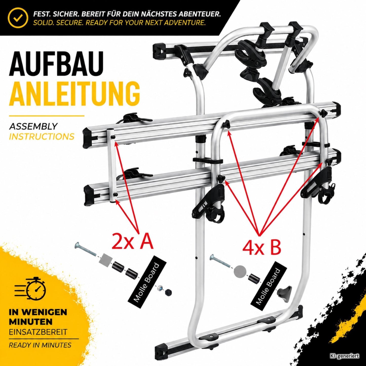 040 Parts Molle Board 130x38cm za nosač bicikala Thule Elite Van XT VeloTrack Frame Sport G2 Molle sustav Airline završci M6 izdužene rupe Sprinter Crafter Transit Van oprema