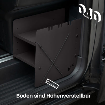 040 Parts Schuhregal-Set SCHWARZ: Fahrer- und Beifahrerseite doppelter Stauraum auf beiden Seiten