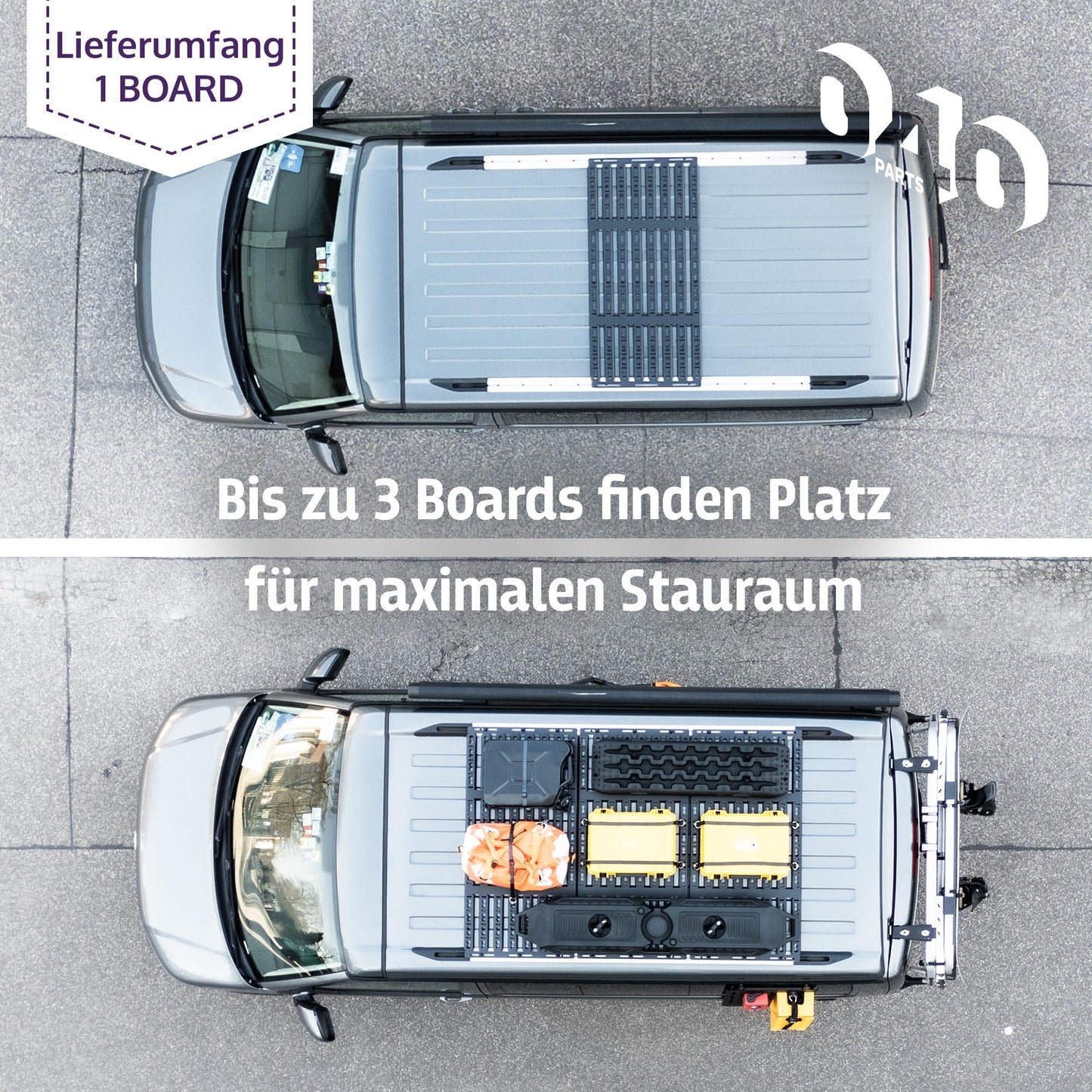 B-Ware: 040 Parts ultra plochý střešní nosič pro VW T5 T6 T6.1 California aby se tvůj Van vešel do podzemních garáží Střešní nosič