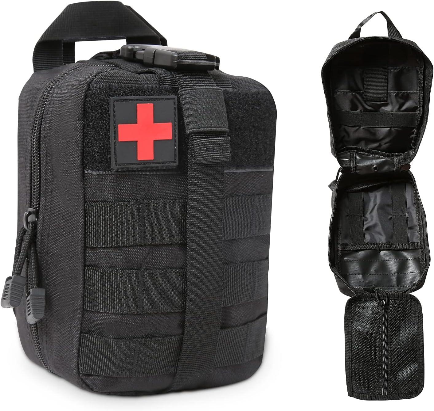 040 Parts Universal Molle Bag, Multifunctional for First Aid, Tools & Camping, with Removable Carrier Plate & Shoulder Strap - Black