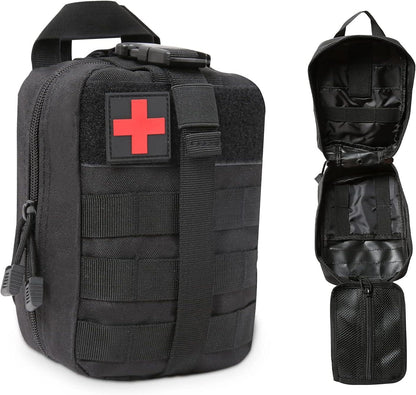 040 Parts Universal Molle Bag, Multifunctional for First Aid, Tools & Camping, with Removable Carrier Plate & Shoulder Strap - Black