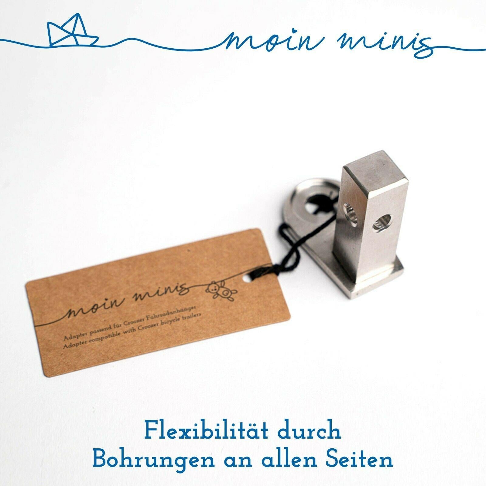 moin minis Adapter Croozer Fahrradanhänger bis 2015, Croozer 535/737/kid1+2, van 101, Cargo Achsadapter Zusatzkupplung - 040parts - 4260715840933