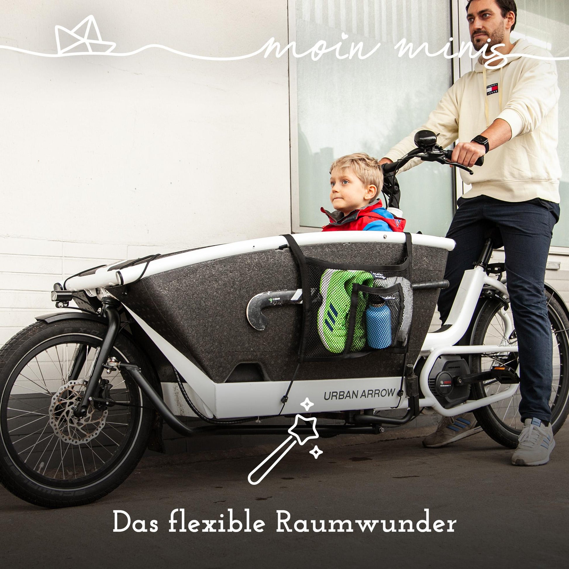 moin minis seitliches Gepäcknetz für Urban Arrow Family und Family Next Lastenrad Fahhrad Cargo - 040parts - 4260715844849