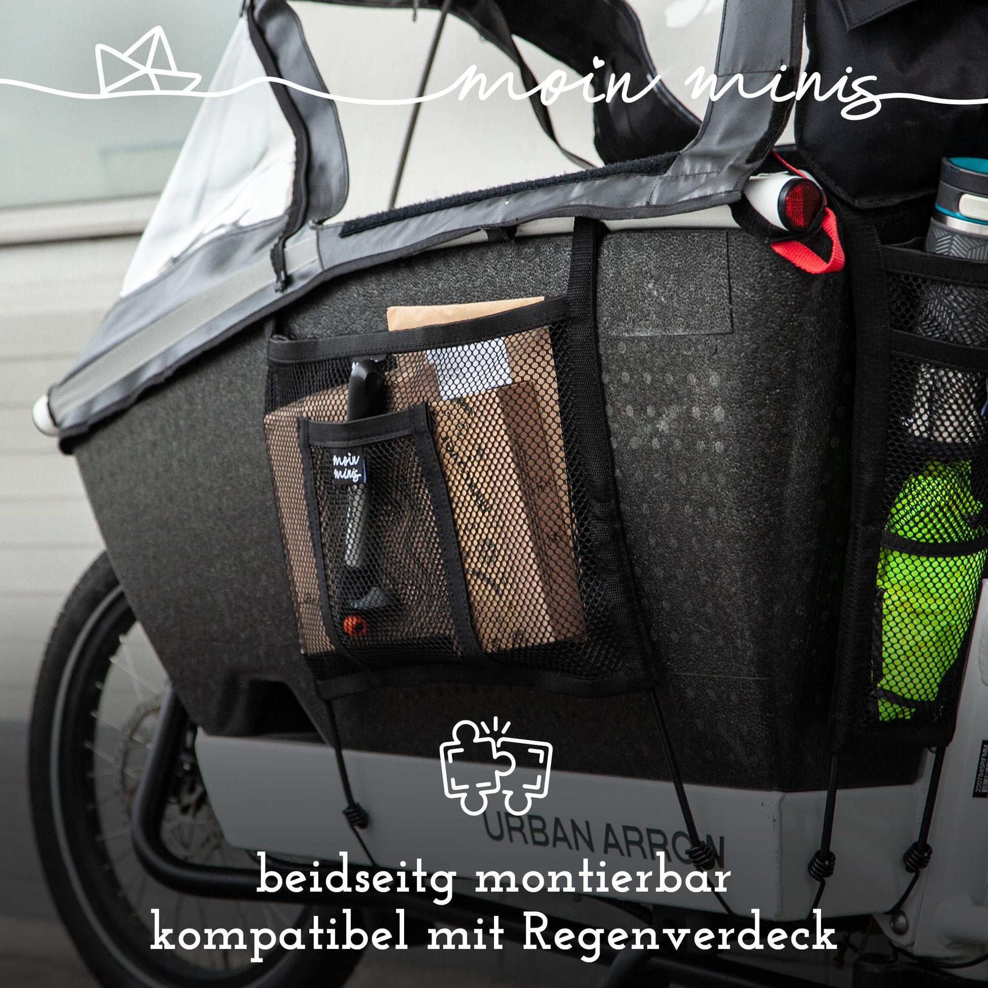 moin minis seitliches Gepäcknetz für Urban Arrow Family und Family Next Lastenrad Fahhrad Cargo - 040parts - 4260715844849