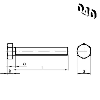 Sechskantschraube DIN 933 M10 8 - 8 schwarz verzinkt - 040parts - 4260715846485