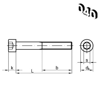 Zylinderschraube DIN 912 M4 8 - 8 schwarz verzinkt Innensechskant - 040parts - 4260715846096